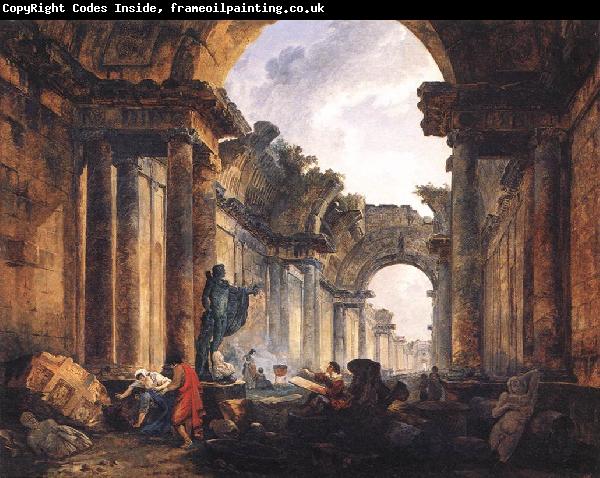 ROBERT, Hubert Imaginary View of the Grande Galerie in the Louvre in Ruins AG